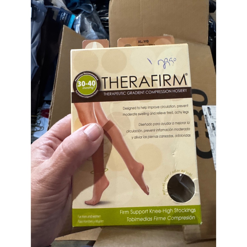 Therafirm 30-40 mmHg Compression Hosiery Knee High Stockings Sand XL 2 Pairs